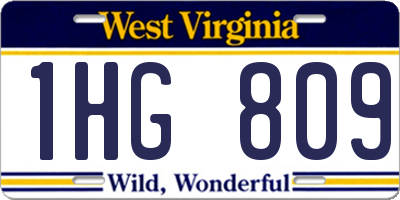 WV license plate 1HG809