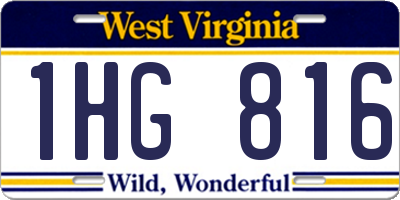 WV license plate 1HG816