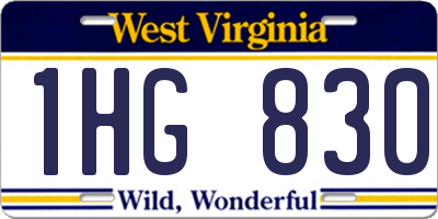 WV license plate 1HG830