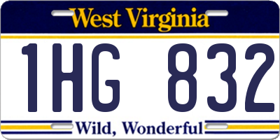 WV license plate 1HG832