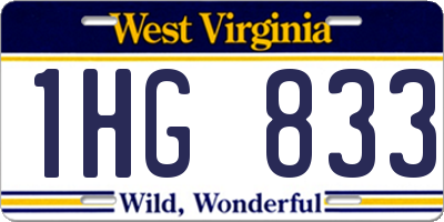 WV license plate 1HG833