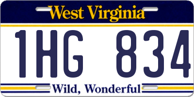 WV license plate 1HG834