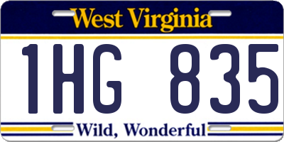 WV license plate 1HG835