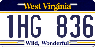 WV license plate 1HG836