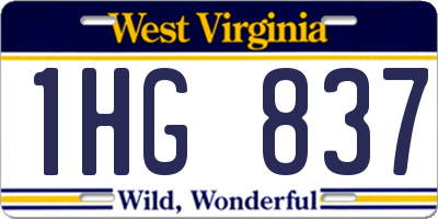 WV license plate 1HG837