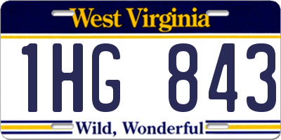 WV license plate 1HG843