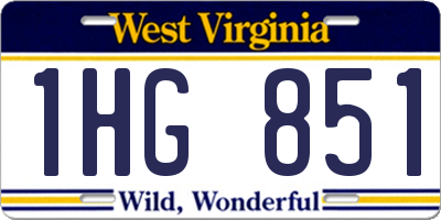WV license plate 1HG851