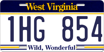 WV license plate 1HG854