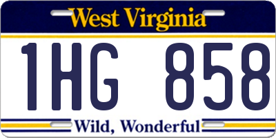 WV license plate 1HG858