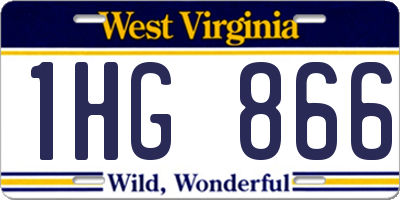WV license plate 1HG866