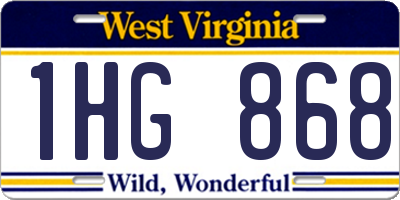 WV license plate 1HG868