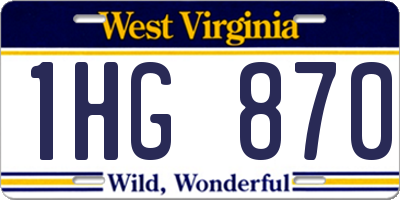 WV license plate 1HG870