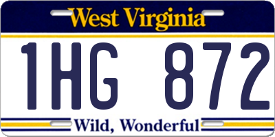 WV license plate 1HG872