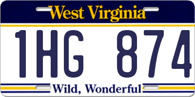WV license plate 1HG874