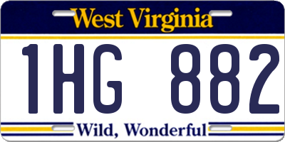 WV license plate 1HG882