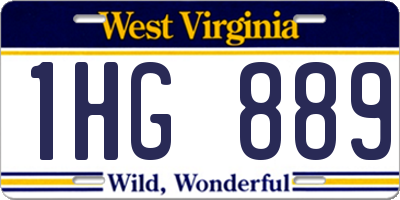 WV license plate 1HG889