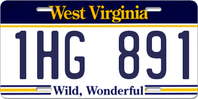 WV license plate 1HG891