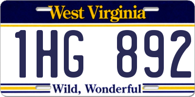 WV license plate 1HG892