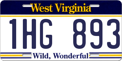 WV license plate 1HG893