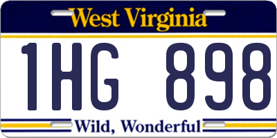WV license plate 1HG898