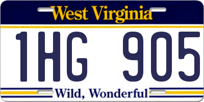 WV license plate 1HG905