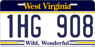 WV license plate 1HG908