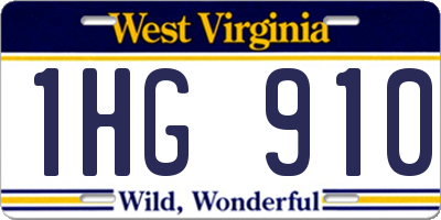 WV license plate 1HG910