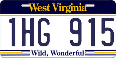 WV license plate 1HG915