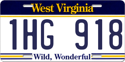 WV license plate 1HG918