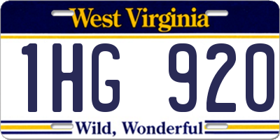 WV license plate 1HG920