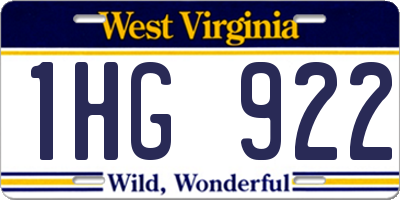 WV license plate 1HG922