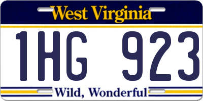 WV license plate 1HG923