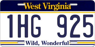 WV license plate 1HG925