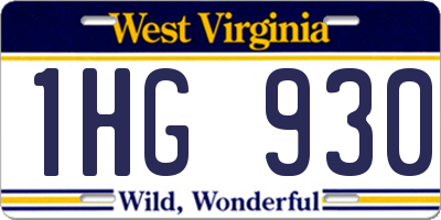 WV license plate 1HG930