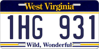 WV license plate 1HG931