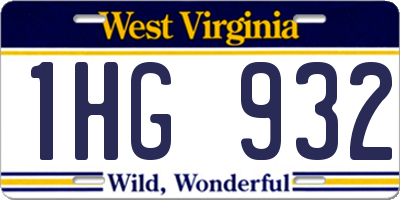 WV license plate 1HG932