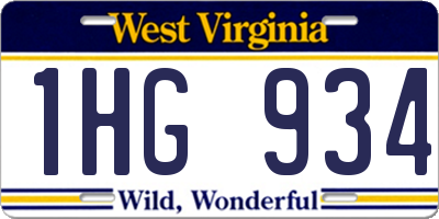 WV license plate 1HG934