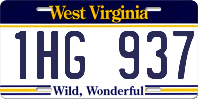 WV license plate 1HG937