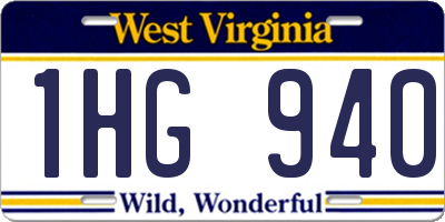 WV license plate 1HG940