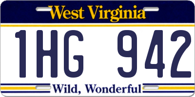 WV license plate 1HG942