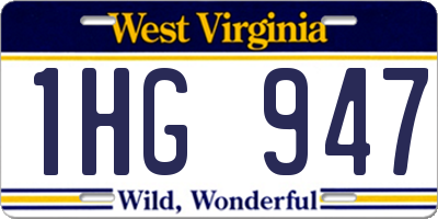 WV license plate 1HG947