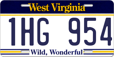 WV license plate 1HG954