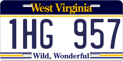 WV license plate 1HG957