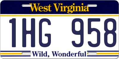 WV license plate 1HG958