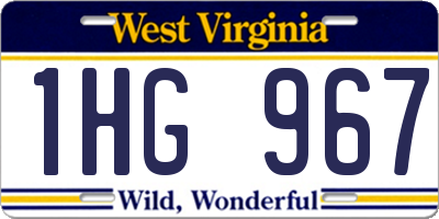 WV license plate 1HG967