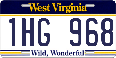 WV license plate 1HG968