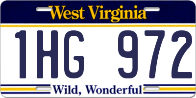 WV license plate 1HG972