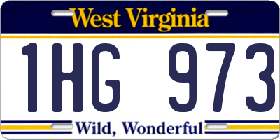 WV license plate 1HG973