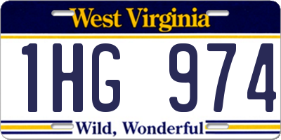 WV license plate 1HG974