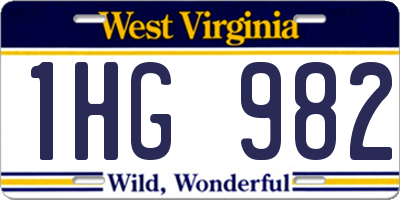 WV license plate 1HG982